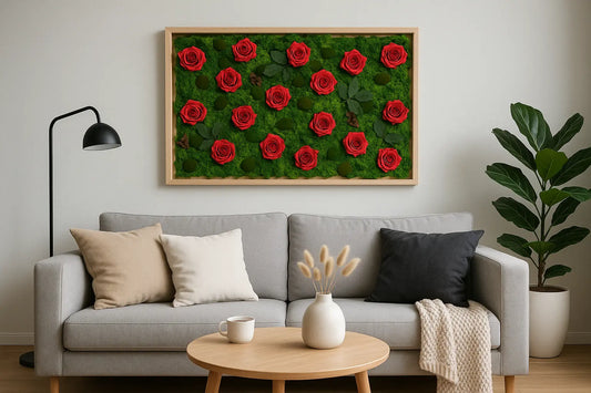 « Jardin d’amour » – Tableau floral artificiel 50x70 Verte'o